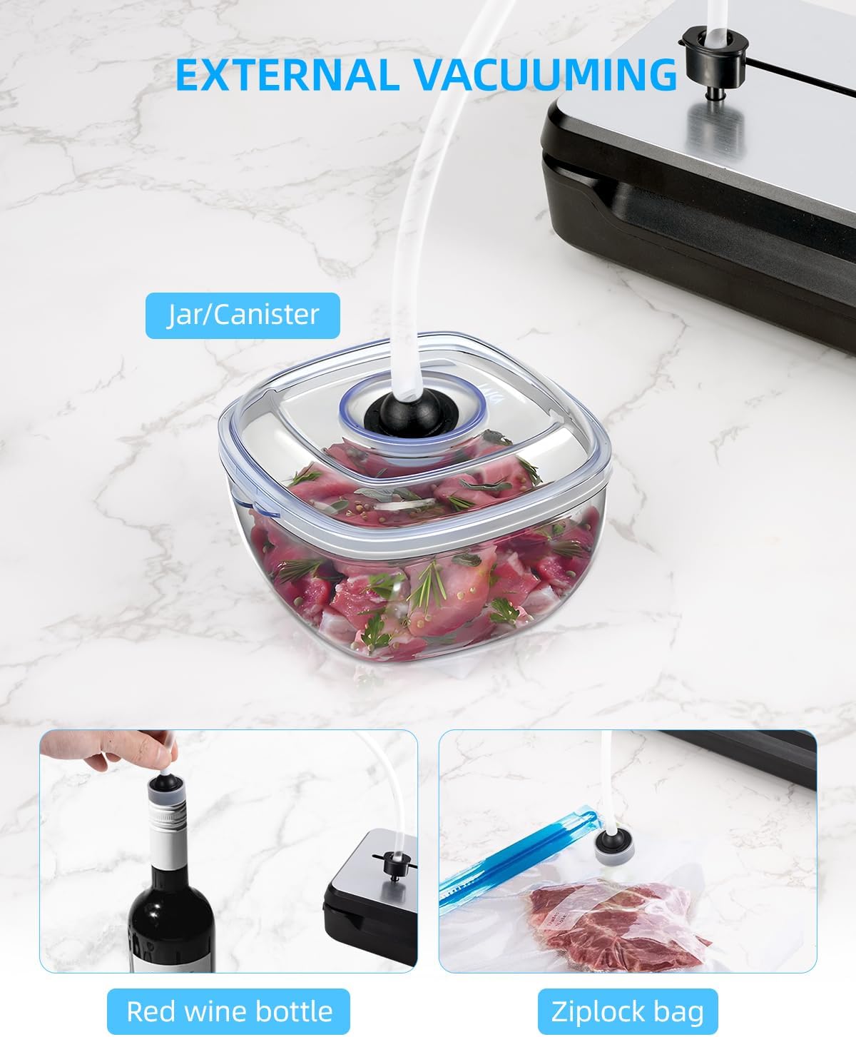 Machine sous vide alimentaire - 6 modes, bac amovible, double fil, lame coupe
