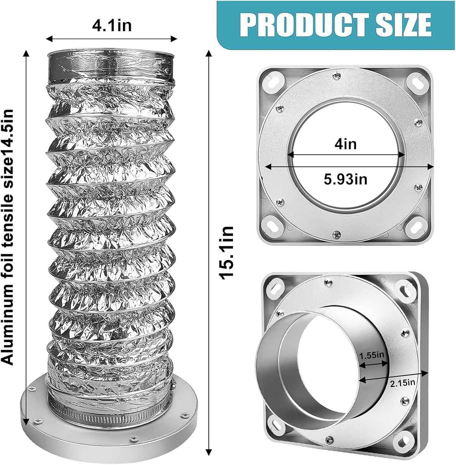 Fafeicy - Kit conduit sécheuse magnétique, 4 pouces, tuyau alu 10 cm