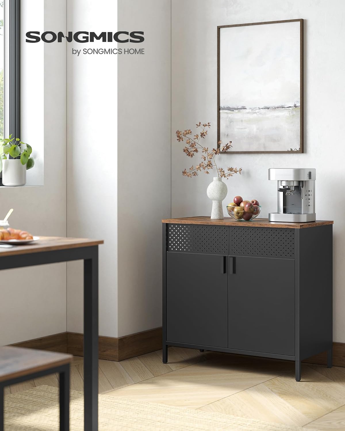 SONGMICS - Buffet double porte acier 40x80x76cm, magnétique, LSC102B01