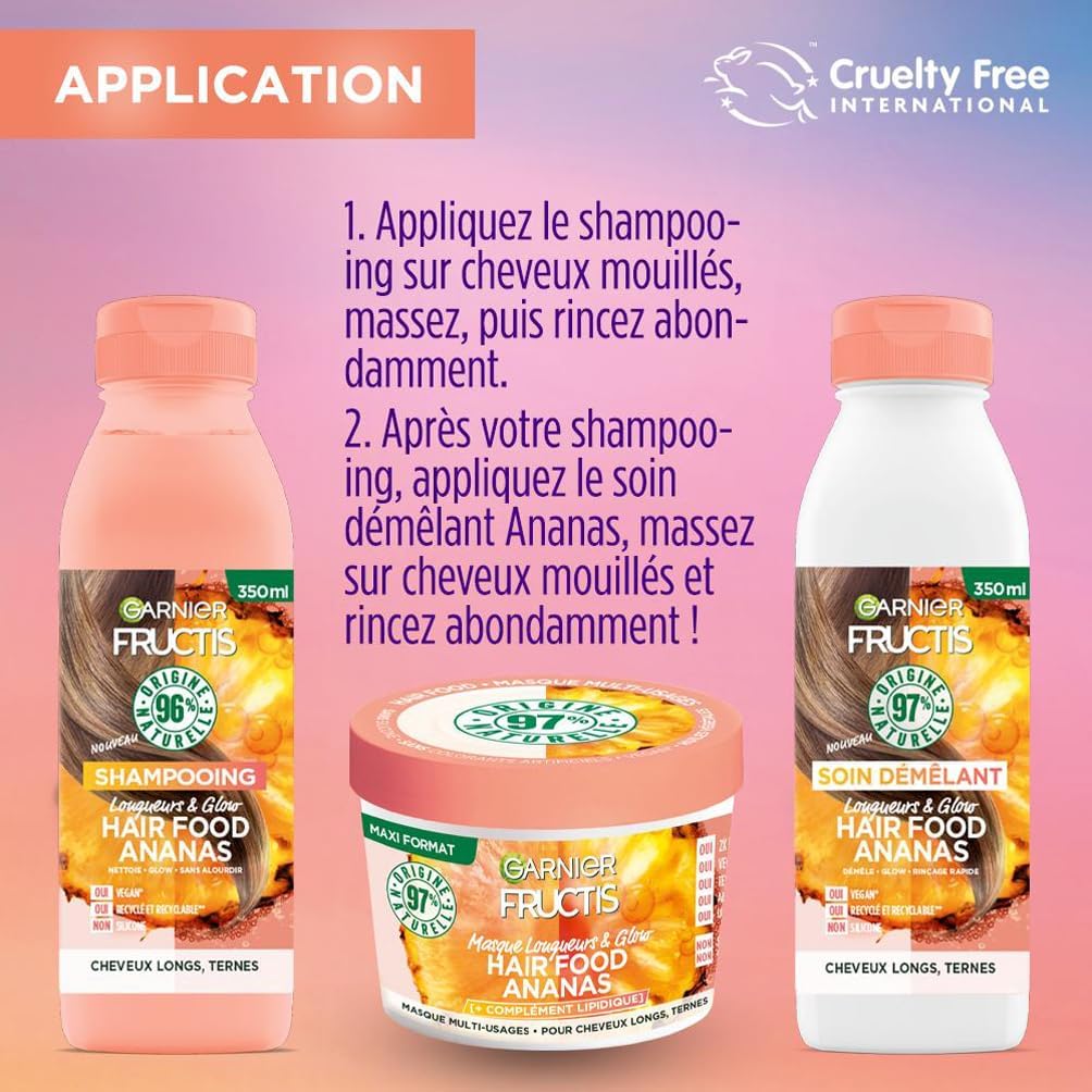 Garnier - Fructis Hair Food - 350 ml - shampooing longueurs ternes, 97% naturel