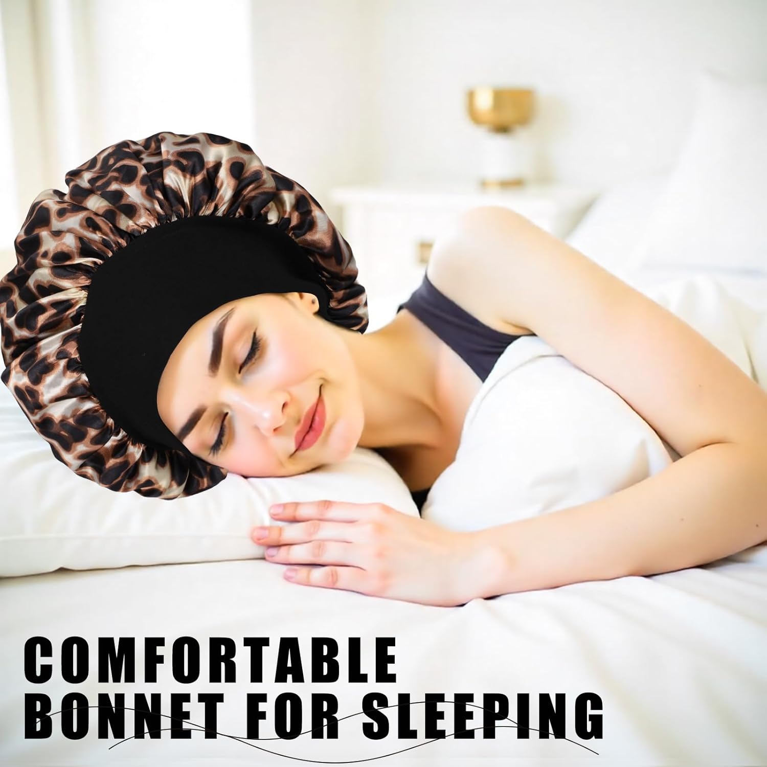 Bonnet Satin Cheveux Nuit - bonnet élastique - soin cheveux - confortable