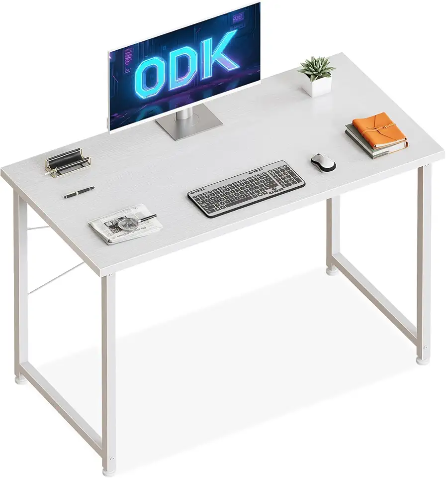 ODK - bureau d'ordinateur - 100x48cm - compact, blanc, idéal étude