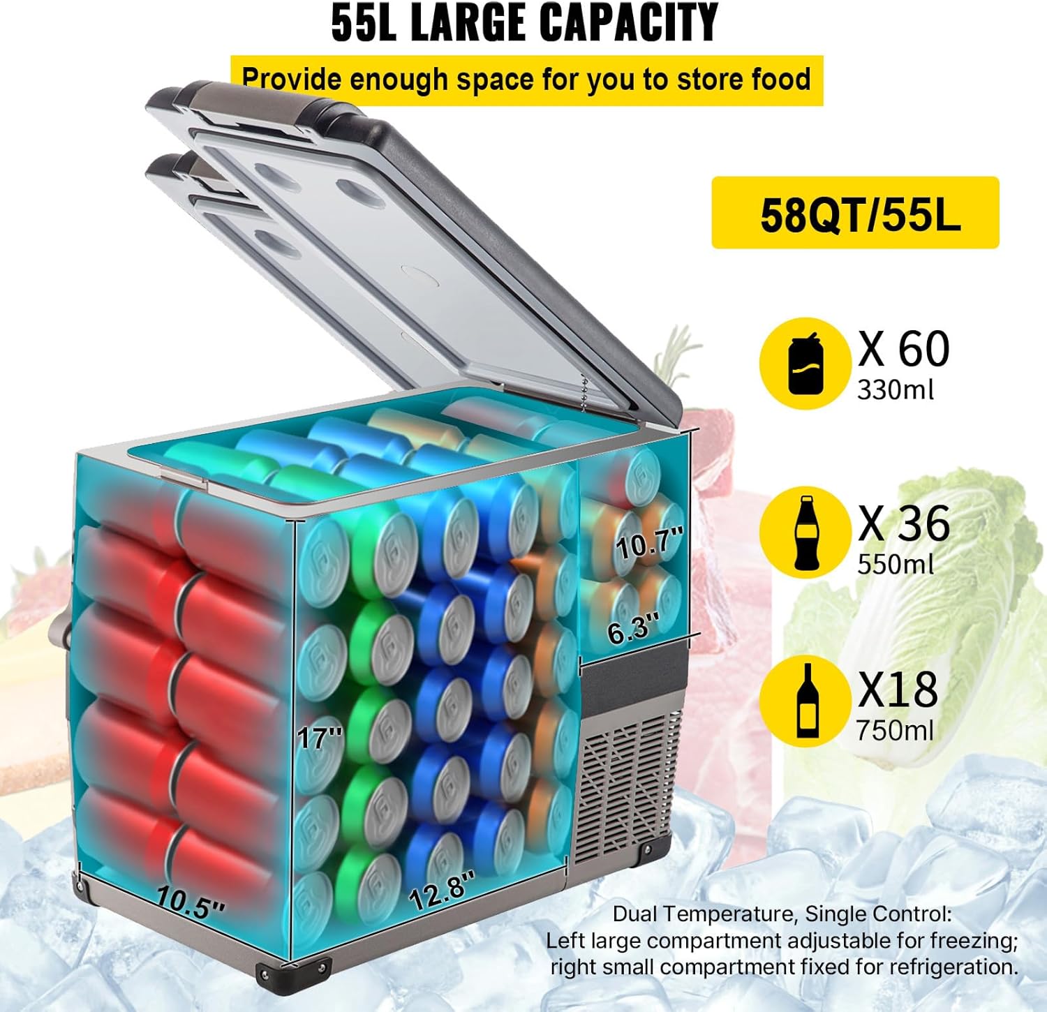 VEVOR - Glacière congélateur portable 50L, -20 à 20°C, écran numérique