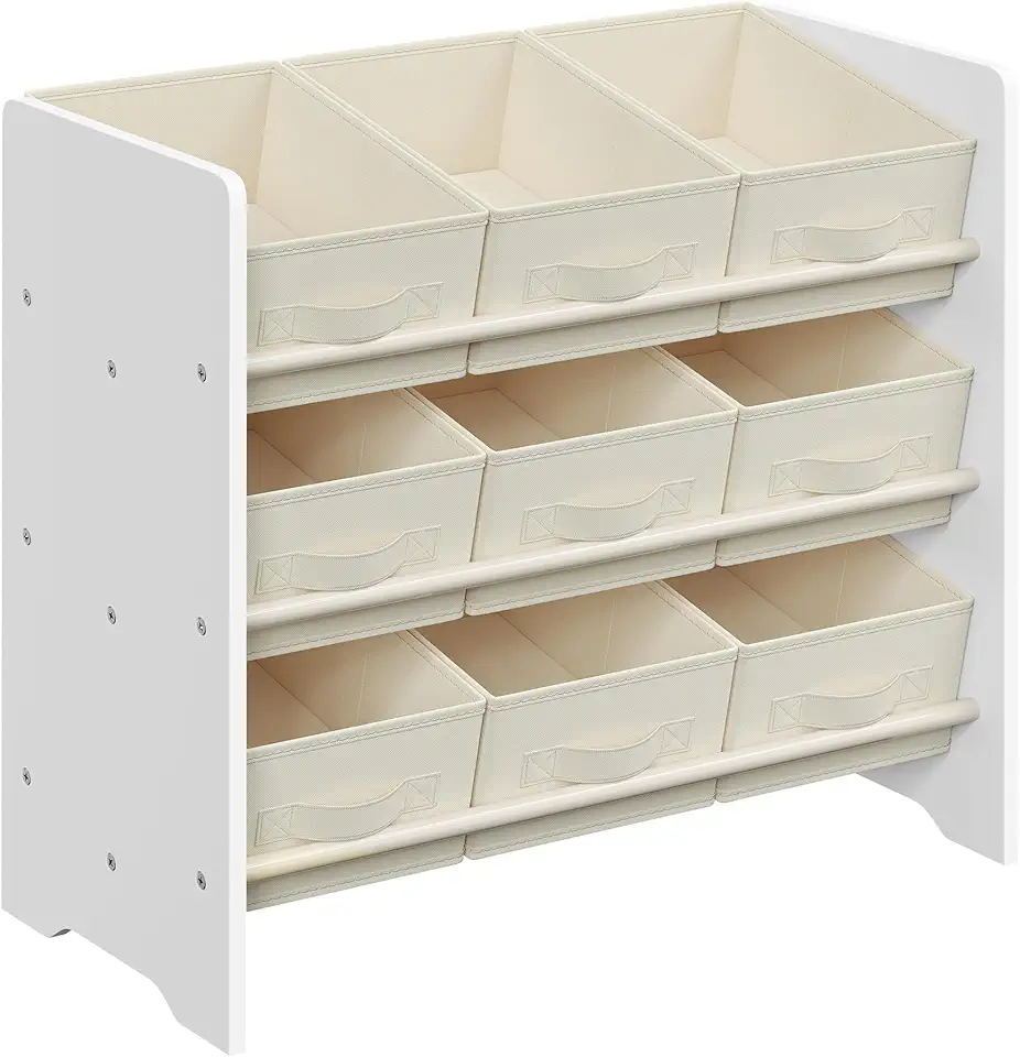 SONGMICS - étagère à jouets enfants - 29,5x62,5x60 cm - 9 boîtes tissu, rangement spacieux, blanc nuage GKR033W10