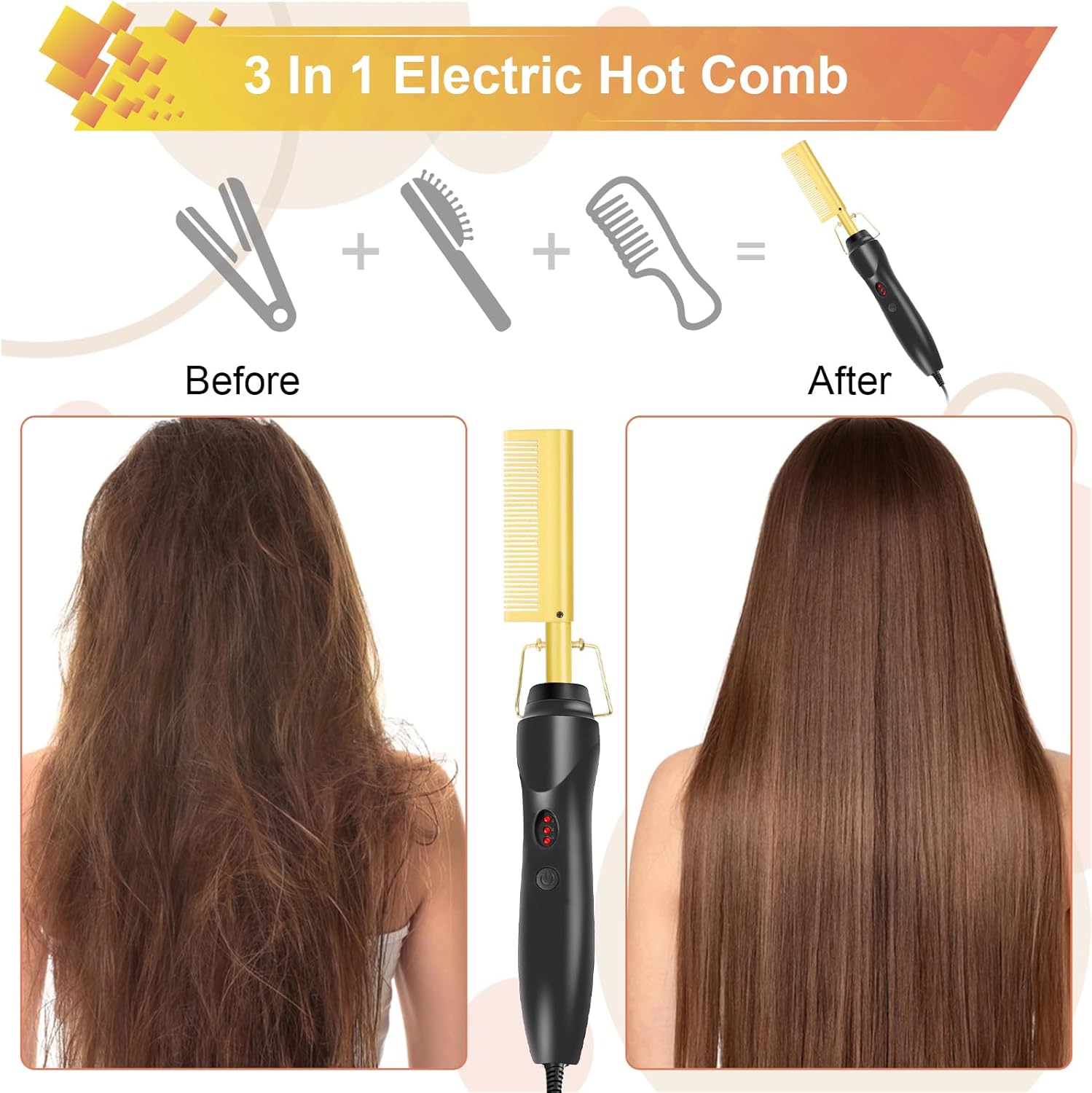 Flintronic - Peigne Chauffant 2 en 1, 180°C, céramique, barbe et perruque