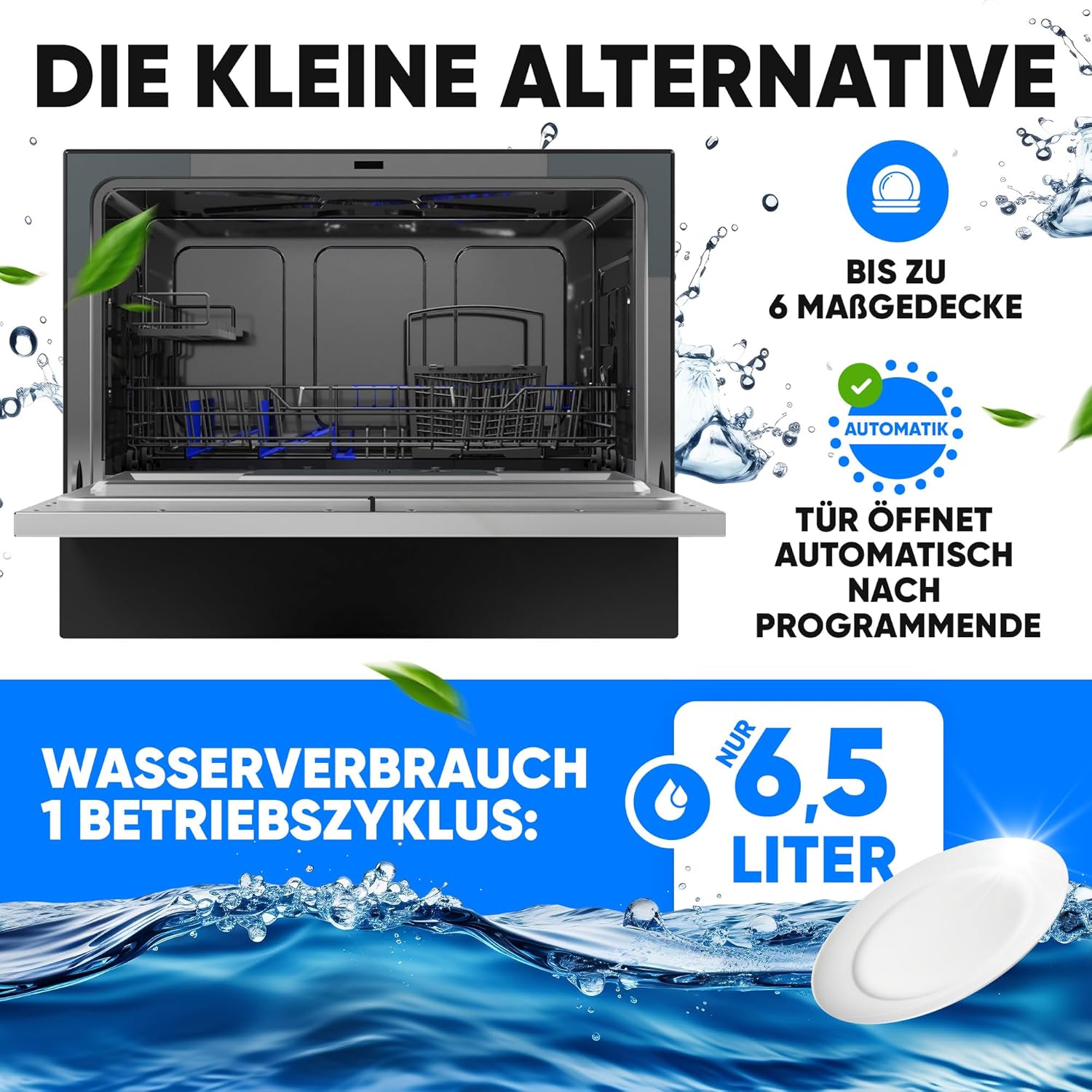 Bomann - lave-vaisselle compact - design élégant, 6 réglages, 47dB, TSG7405