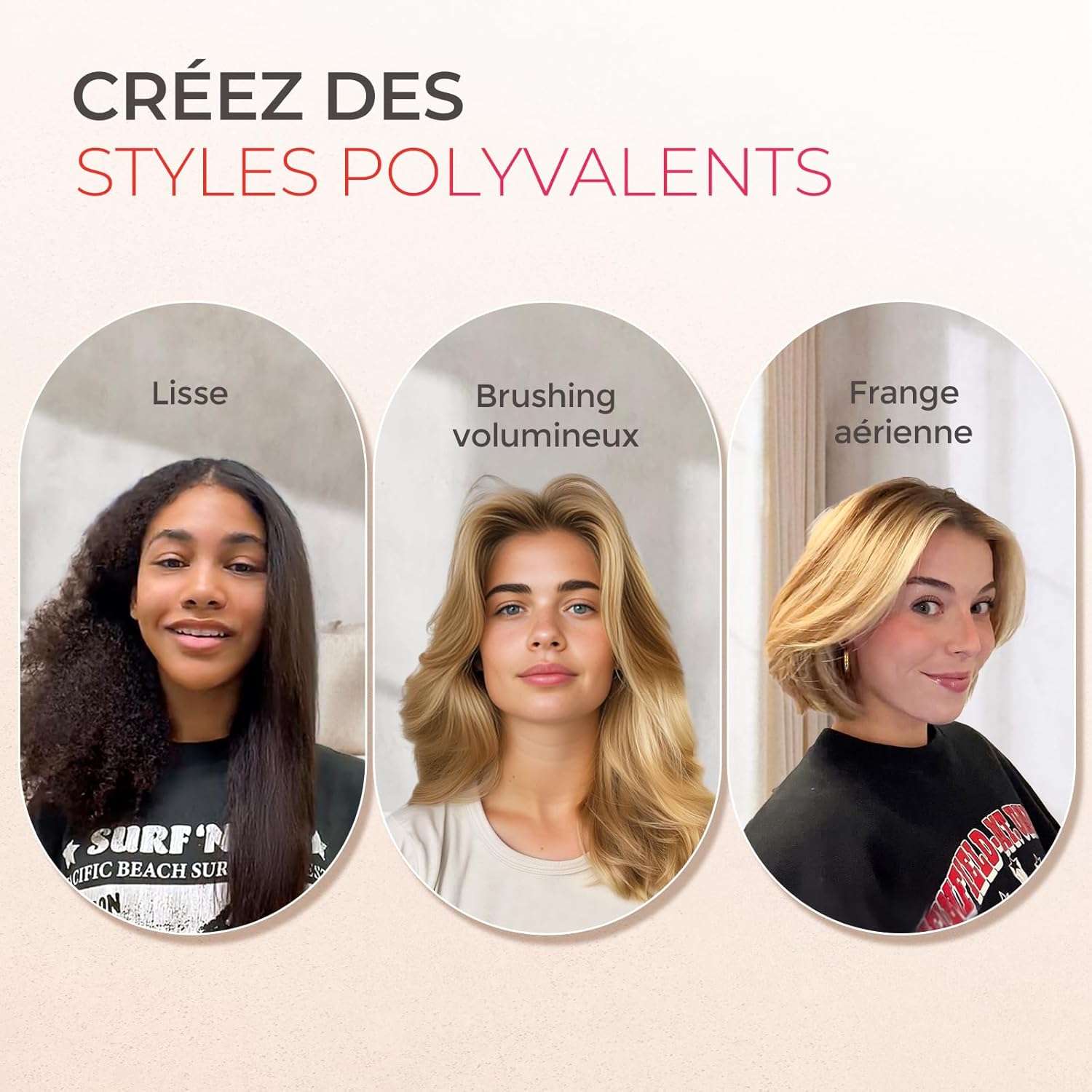 TYMO - Brosse Lissante RING - 5 températures, céramique, anti-brûlure, rose