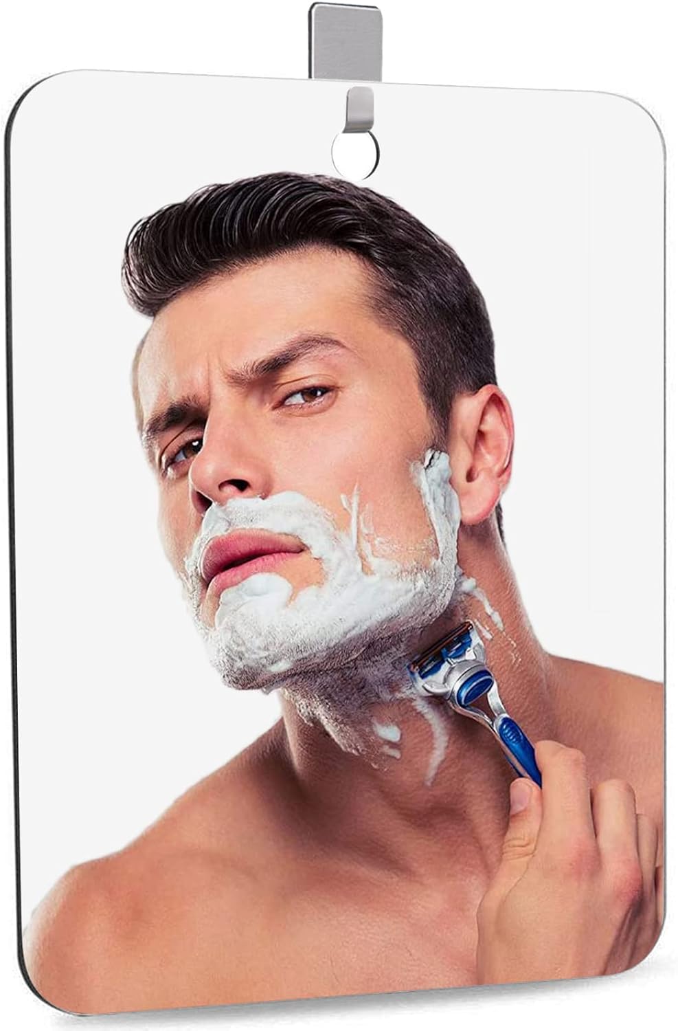 Miroir de douche acrylique ventouse, 28x19cm, camping voyage