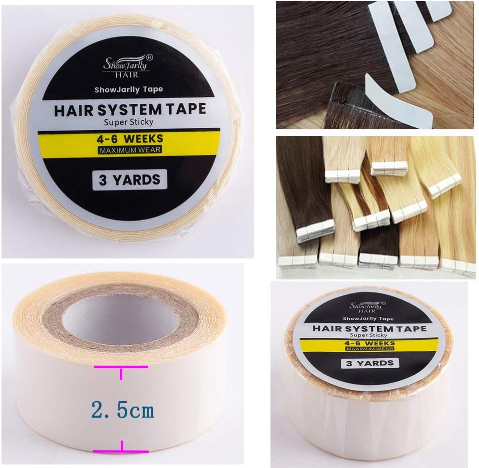 ShowJarlly - rouleau adhésif lace extra fort 2.5cm x 3Yards, fixation perruque