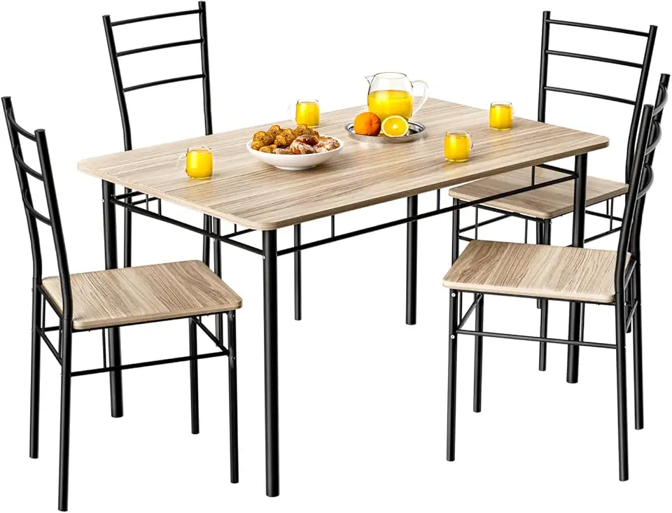 Casaria - Ensemble Leo - table et 4 chaises MDF métal, anthracite, salle à manger