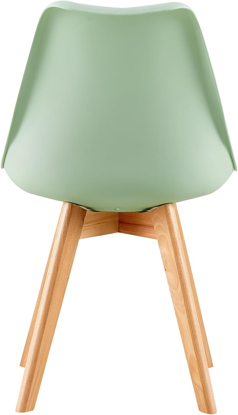 EGGREE - chaises scandinaves salle à manger - bois hêtre massif - rembourrées vert glacé, lot de 6