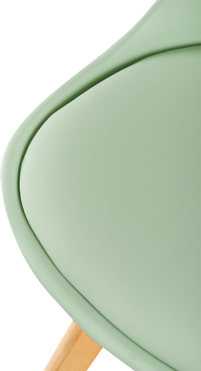 EGGREE - chaises scandinaves salle à manger - bois hêtre massif - rembourrées vert glacé, lot de 6